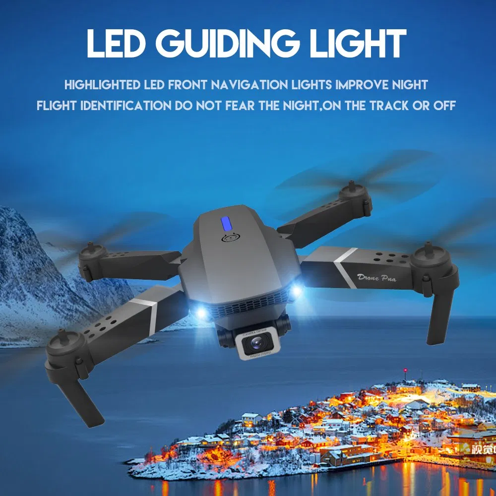 2.4G 4-Channel LED RC Quadcopter Remote Control Mini Drone for Kids with CE (E88-Black 1080P)
