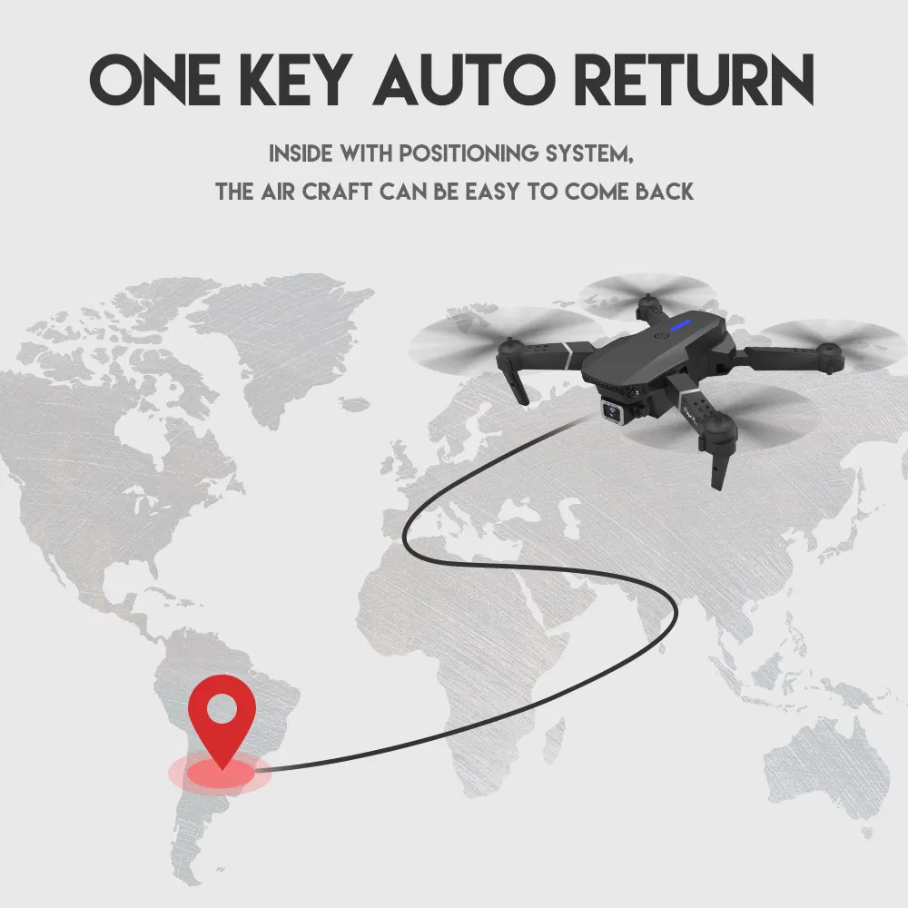 2.4G 4-Channel LED RC Quadcopter Remote Control Mini Drone for Kids with CE (E88-Black 4K)