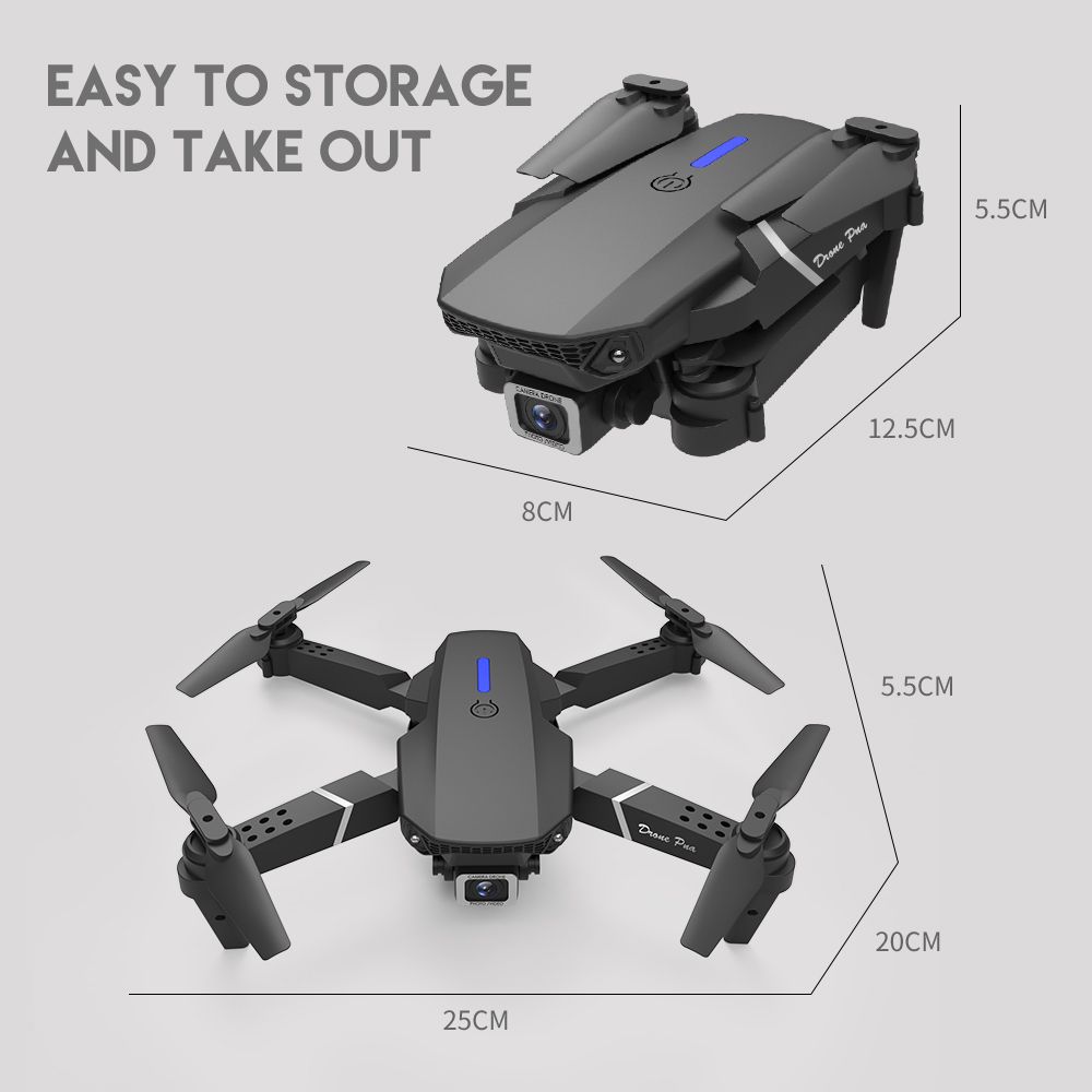 2.4G 4-Channel LED RC Quadcopter Remote Control Mini Drone for Kids with CE (E88-White 4K Double)