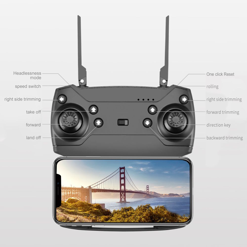 2.4G 4-Channel LED RC Quadcopter Remote Control Mini Drone for Kids with CE (E88-White 4K Double)