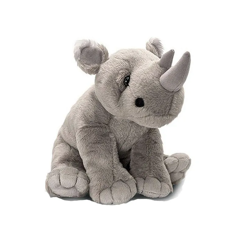 2020 Factory Hot Sale OEM Recycled Fabric Stuffed Plush Grey Rhino Soft Animal Hair Toy