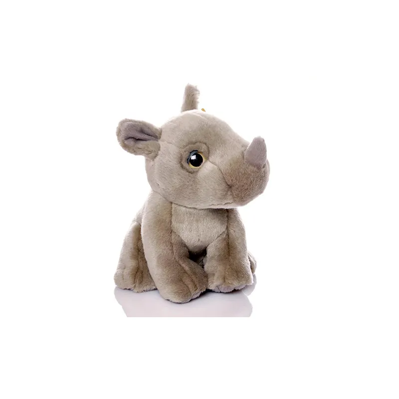 2020 Factory Hot Sale OEM Recycled Fabric Stuffed Plush Grey Rhino Soft Animal Hair Toy