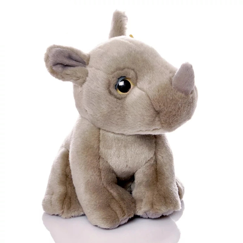 2021 Factory Hot Sale OEM Recycled Fabric Stuffed Plush Grey Rhino Soft Animal Hair Toy