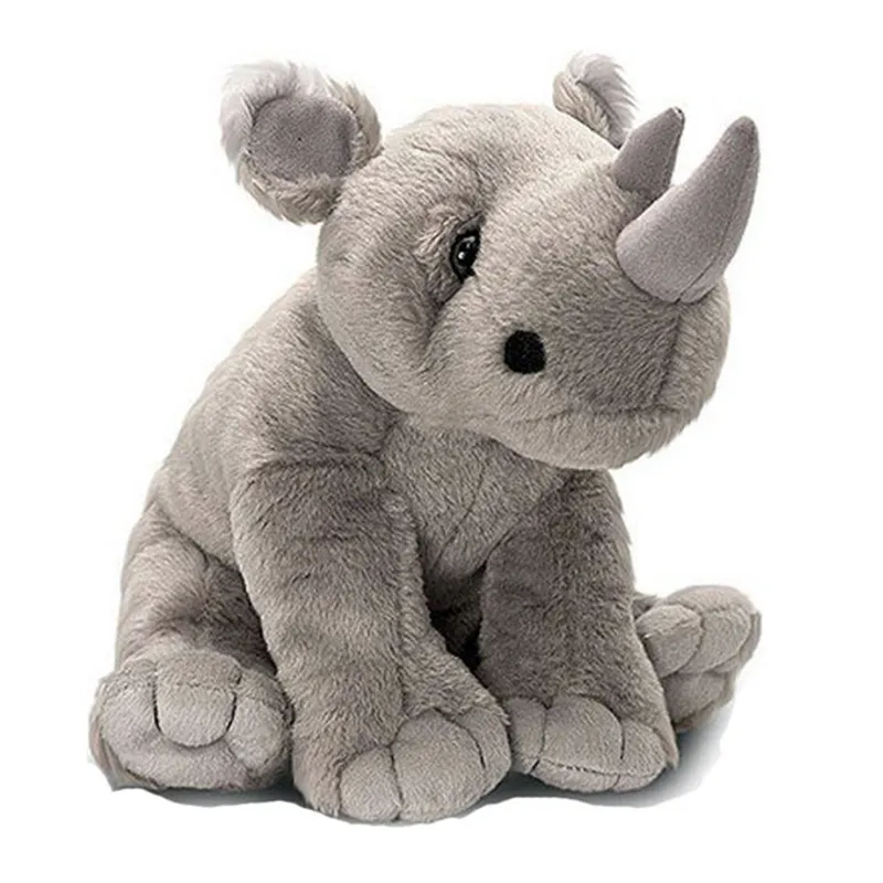 2020 Factory Hot Sale OEM Recycled Fabric Stuffed Plush Grey Rhino Soft Animal Hair Toy