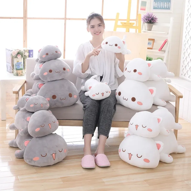 35-65 Kawaii Lying Cat Plush Toys Stuffed Cute Cat Doll Lovely Animal Pillow Soft Cartoon Toys
