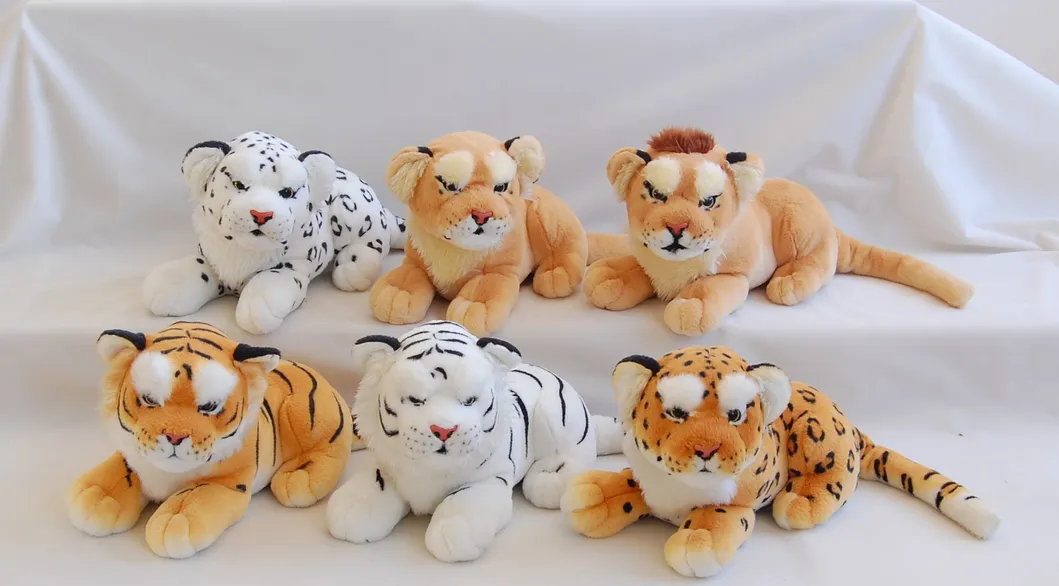 35cm New Lying White Leopard Products Soft Jungle Animal Plush Toy for Factory