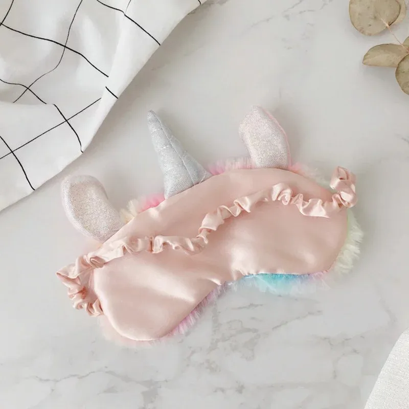 4PCS/Set Cute Rainbow Plush Unicorn Toy Ice Cream Colorful Unicorn Horn Party Headband Sleeping Eye Mask Toys