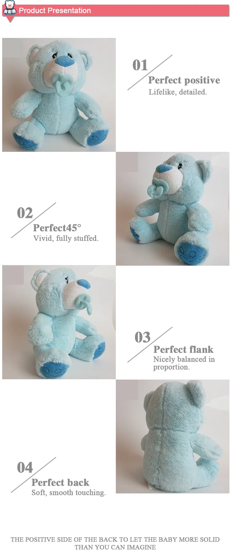 Baby Toy 25cm Soft Plush Stuffed Animal Bear Toy Cute Blue Teddy with Pacifier