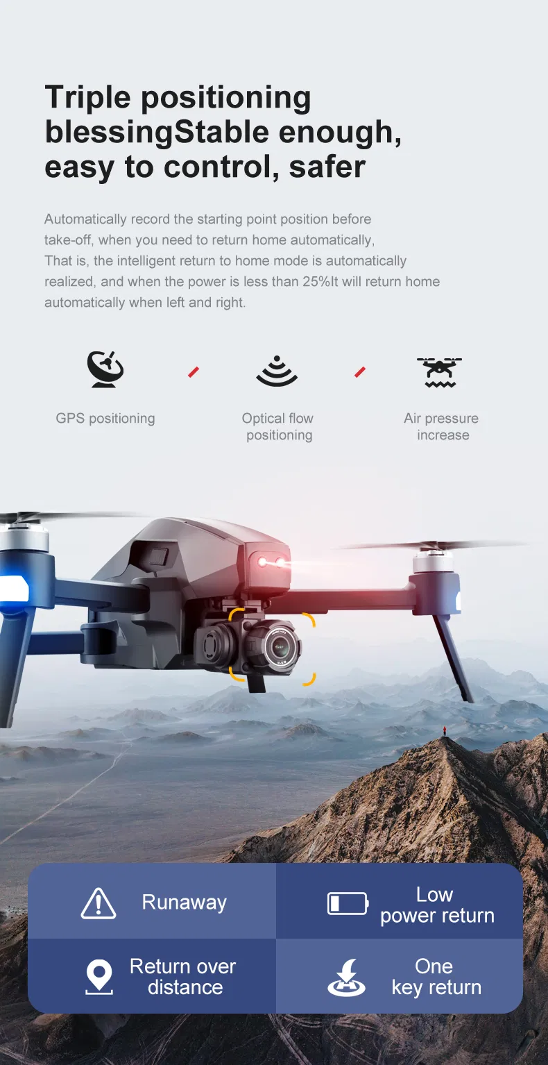 Brushless Drone with 6K Camera and Twoaxial Stabilized Pan Tilt 30 Minutes Battery Life