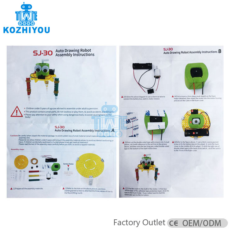 Children Creative 3 in 1 Doodling Graffiti Robot Electrical Auto Drawing Machine DIY Science Education Toy