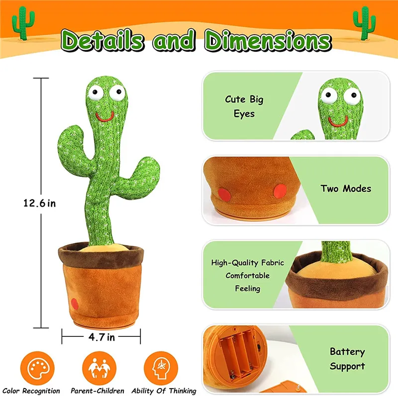 Children Educational Squid Game Talking Dancing Cactus Plush Stuffed Toy for Christmas Promotional Gifts