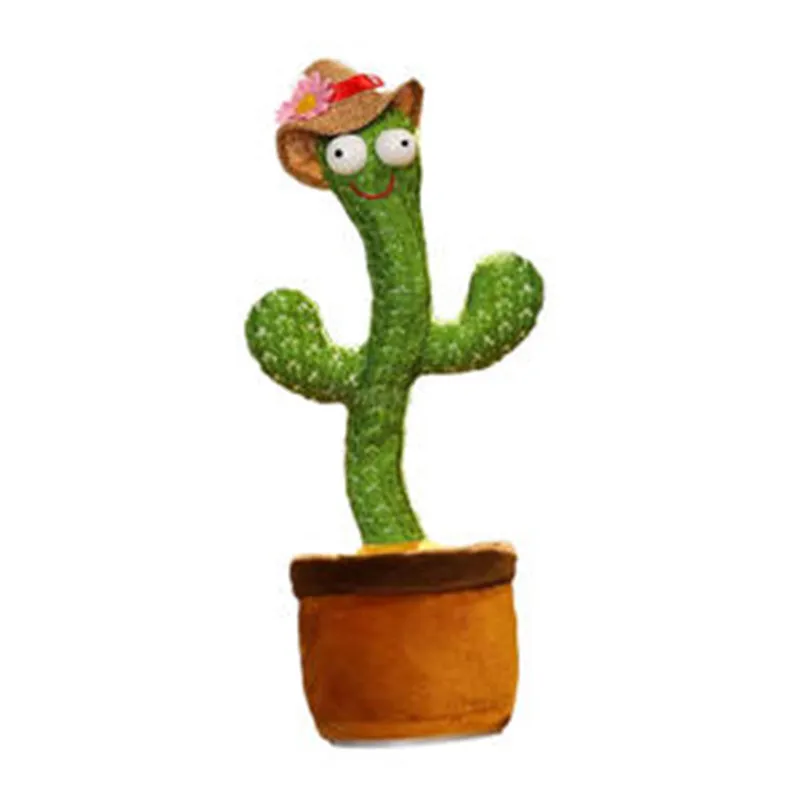 Christmas Cactus Plush Toy Electronic Shake Dancing Toy with The Song Plush Cute Dancing Cactus Early Childhood Talking Cactus
