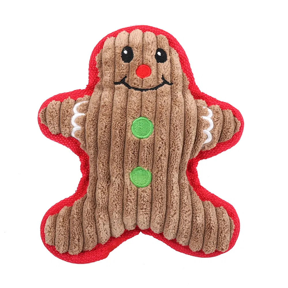 Christmas Pet Dog Santa Claus/Reindeer/Gingerbread Man Chew Squeaker Soft Stuffed Plush Toys