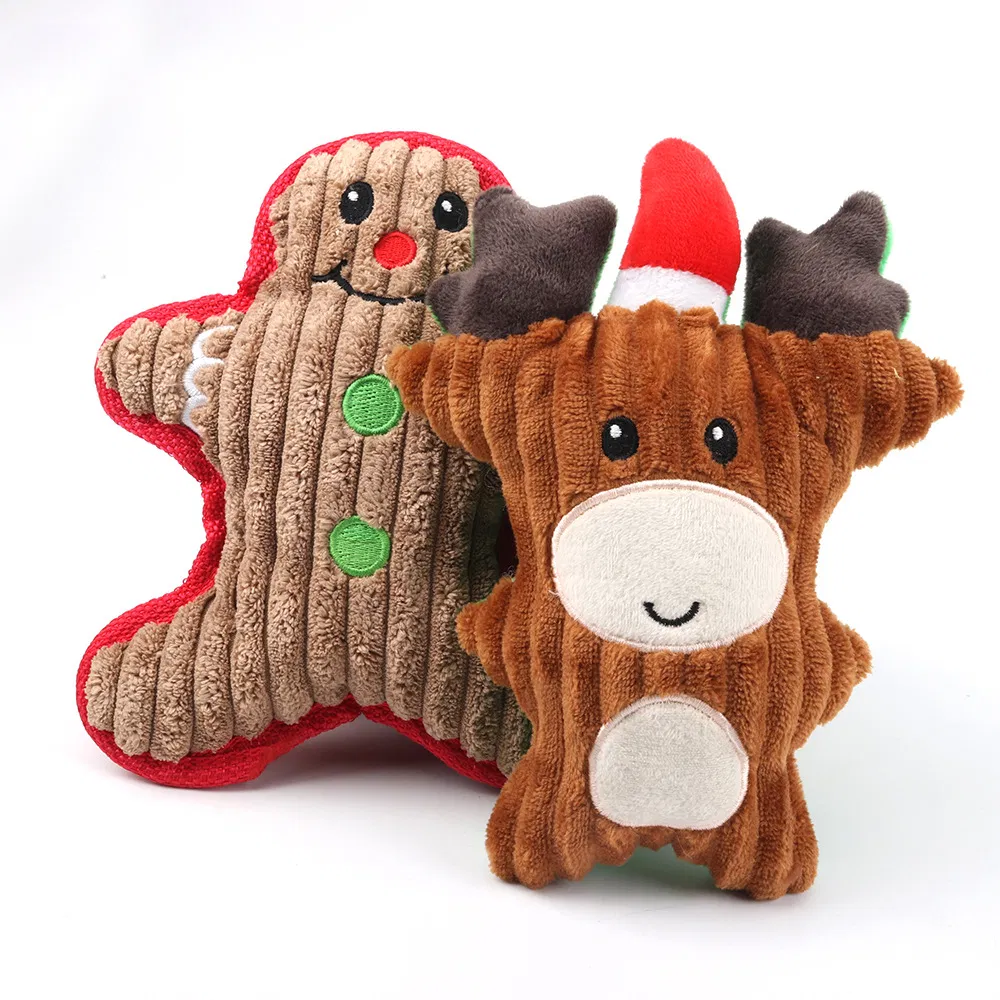 Christmas Pet Dog Santa Claus/Reindeer/Gingerbread Man Chew Squeaker Soft Stuffed Plush Toys