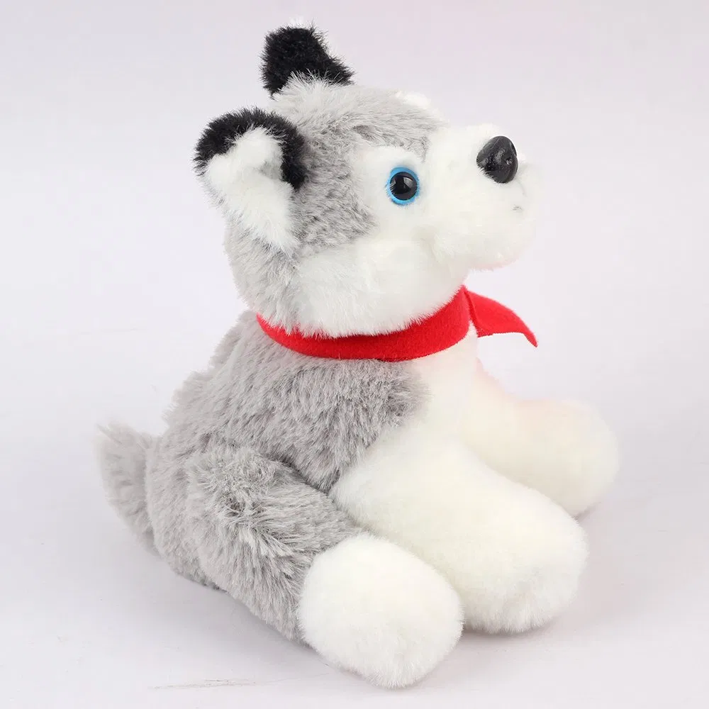 Colored Eyes 8cm Sitting Custom Dog Animal Stuffed Soft Toy Husky Plush