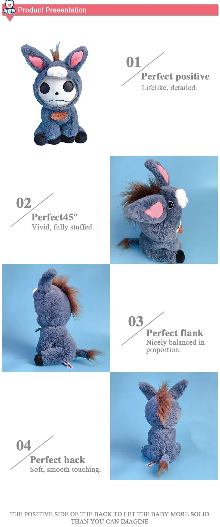 Custom Mascot Donkey Furry Coated 25cm Soft Stuffed Toy Scary Ghost Plush