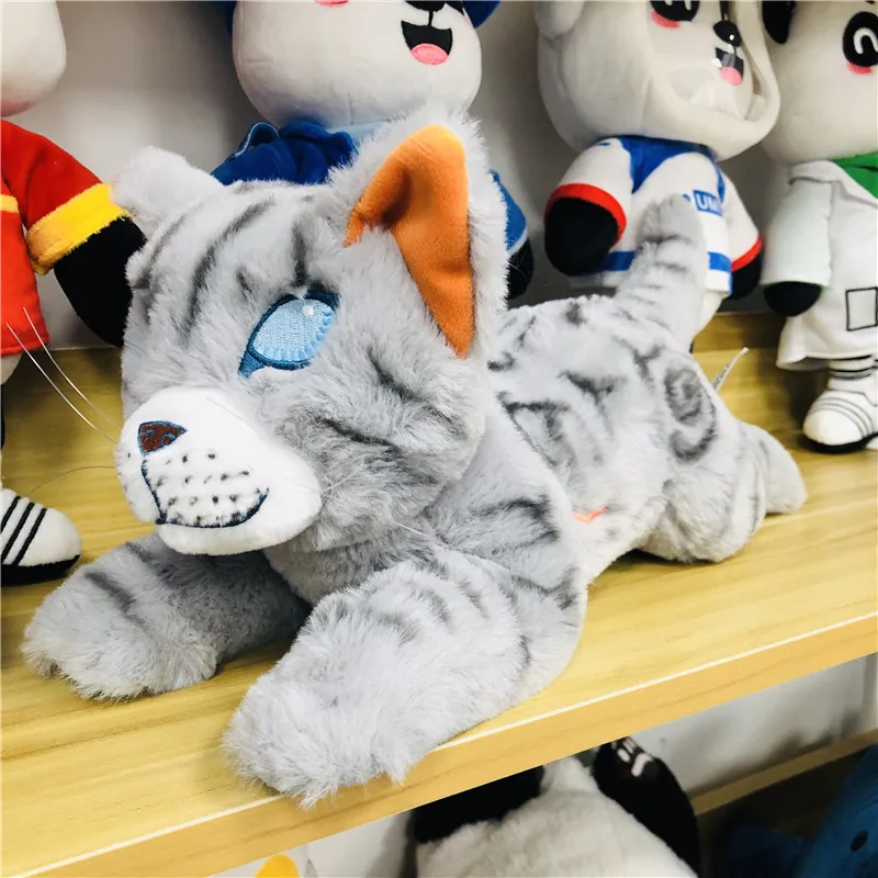 Customized Kawaii Soft Anime Cat Stuffed Animal Cat Toy Realistic Lying Cat Doll Plush Cat Gray Toy