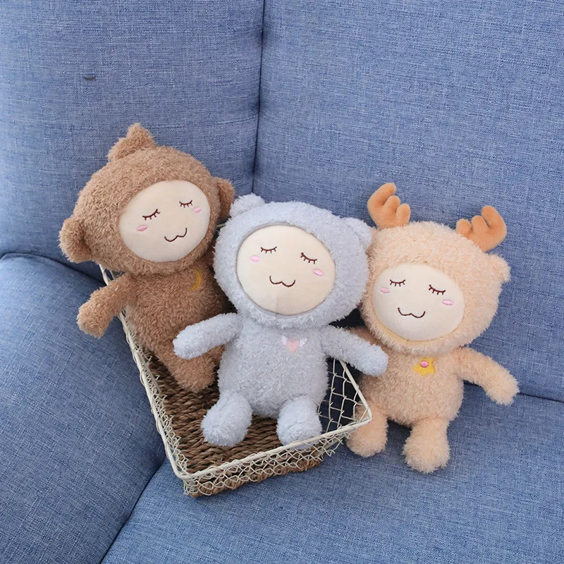 Cute Cartoon Doll Plush Toy 18cm Sleep Cute Forest Animal Elk Monkey Bear Rabbit Peluche Children′s Day for Child