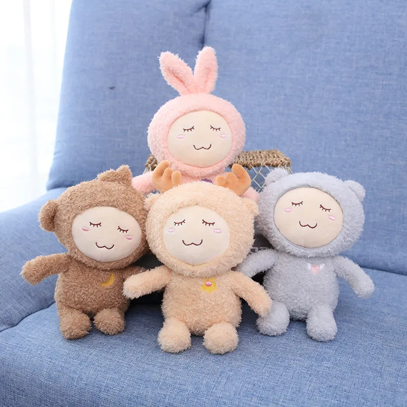 Cute Cartoon Doll Plush Toy 18cm Sleep Cute Forest Animal Elk Monkey Bear Rabbit Peluche Children′s Day for Child
