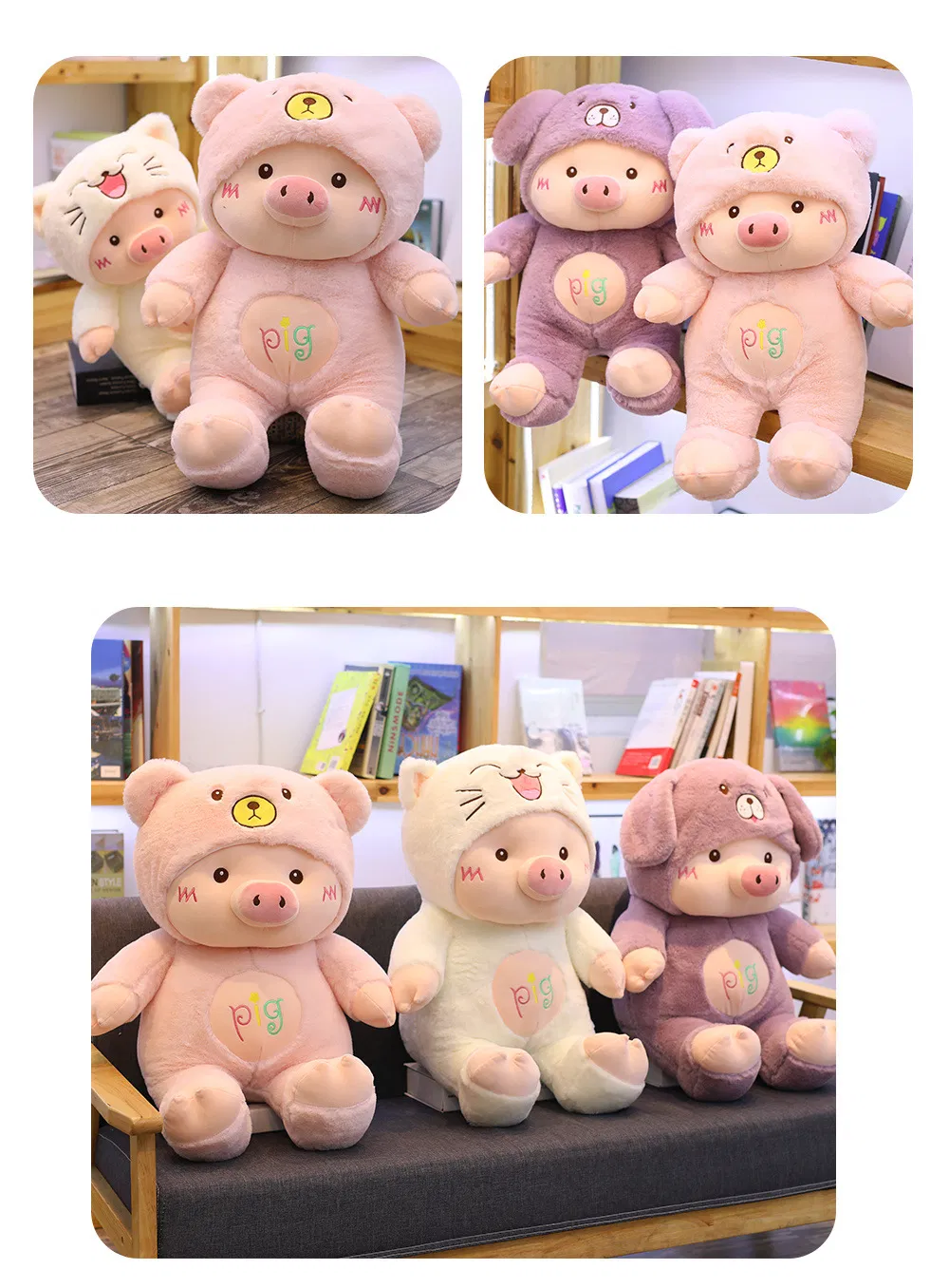 Cute Cartoon Pig Doll Plush Toy Bear Hat Pig Doll Children Birthday Gift Baby Pig