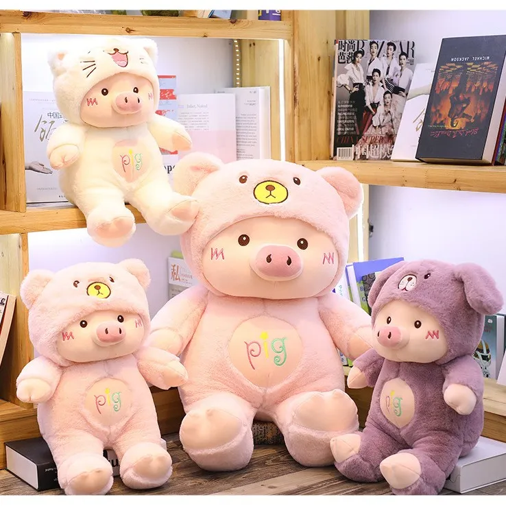 Cute Cartoon Pig Doll Plush Toy Bear Hat Pig Doll Children Birthday Gift Baby Pig