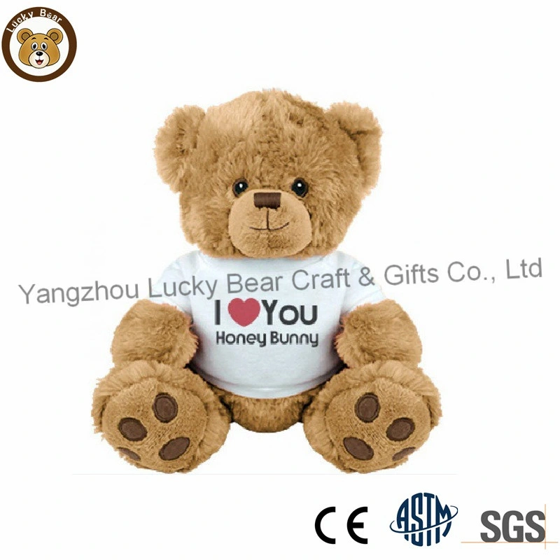 Cute Kids Stuffed Plush Teddy Bear with Custom Logo OEM Polyester Printable T-Shirt Baby Toy