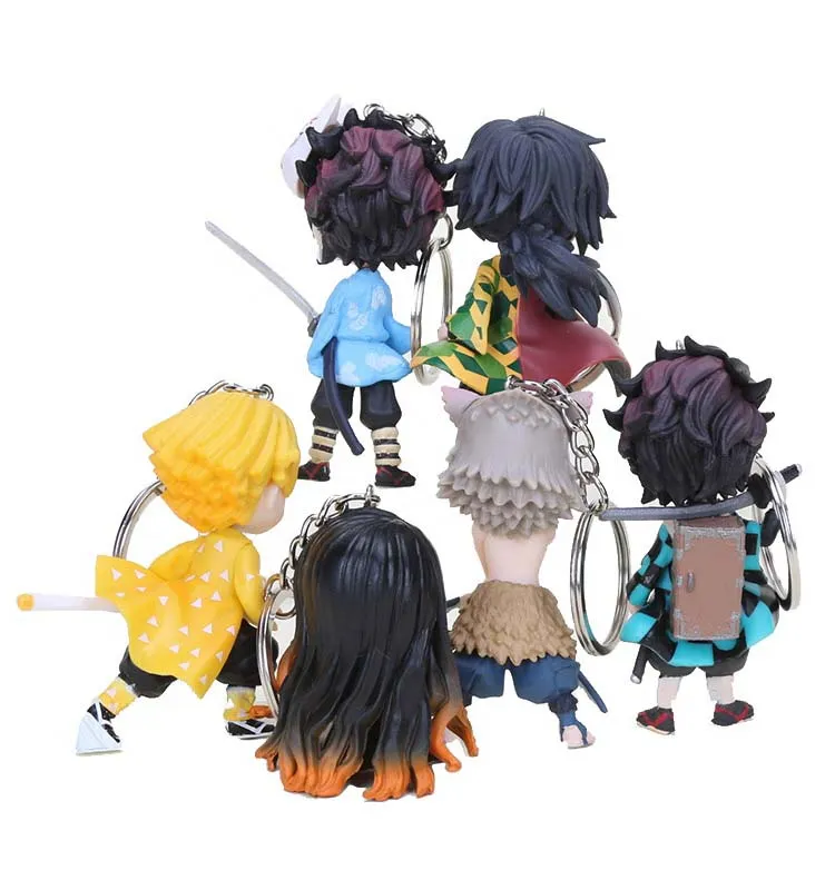 Demon Slayer Kimetsu No Yaiba PVC Toy Keychain Cosplay Anime Nezuko Tanjirou Zenitsu Action Figures Toys Keyring