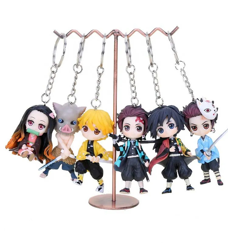 Demon Slayer Kimetsu No Yaiba PVC Toy Keychain Cosplay Anime Nezuko Tanjirou Zenitsu Action Figures Toys Keyring