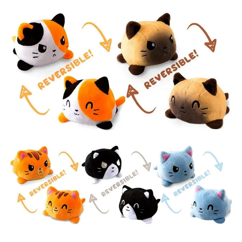 Factory Direct Sale 15cm Reversible Turnover Octopus Cat Cartoon Reversibles Animal Plush Doll Flip Dog Plush Toy