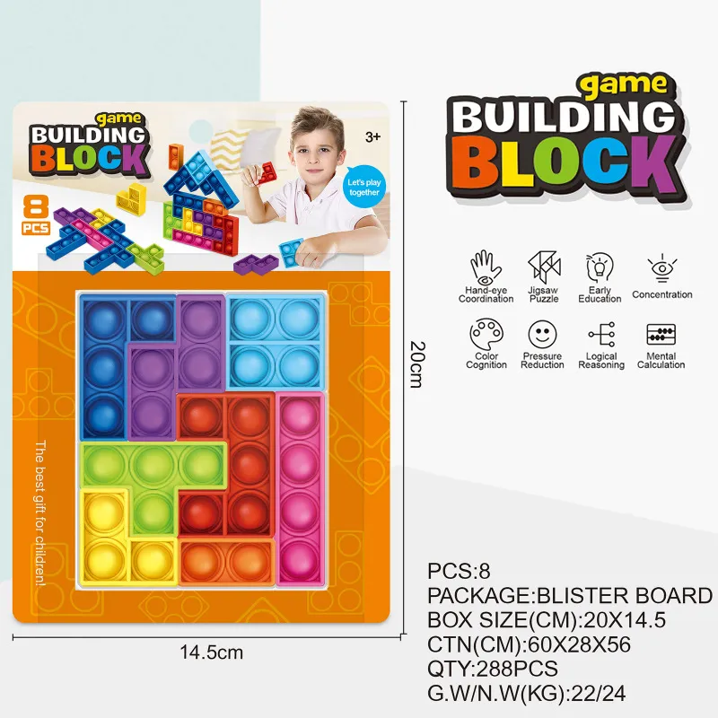 Fidget Push Bubble Sensory Toy Tetris Puzzle to Relieve Autism