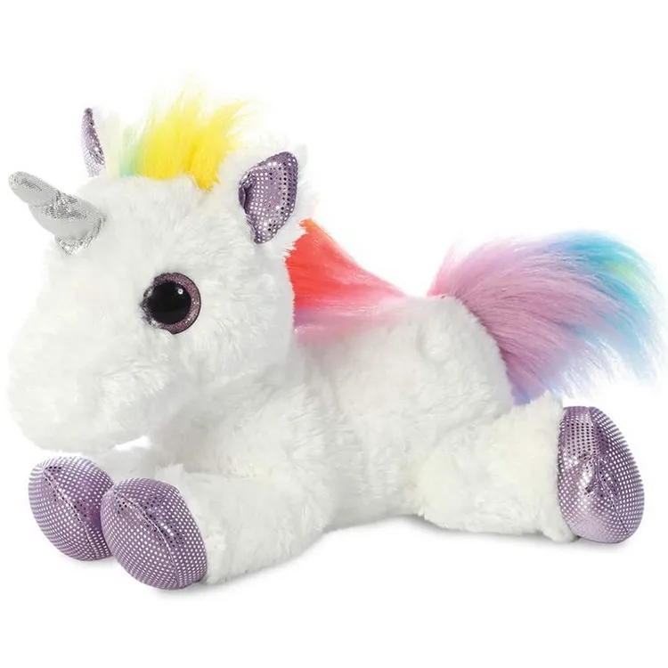 High Quality Cuddly 30cm White Hairy Soft Animal Cute Stuffed Plush Unicorns Toy