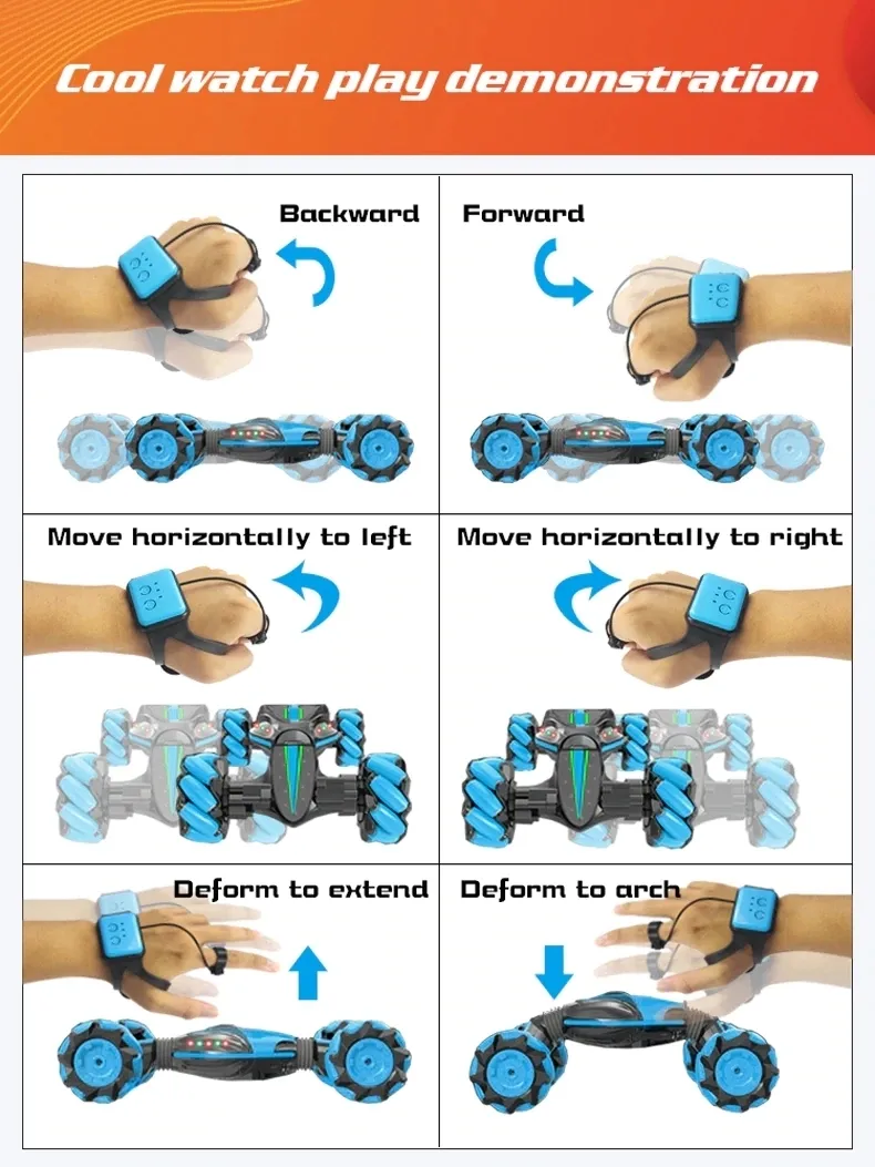 High Speed 2.4GHz Remote Control Stunt Double Side Drift Hand Control Car Toys for Kids