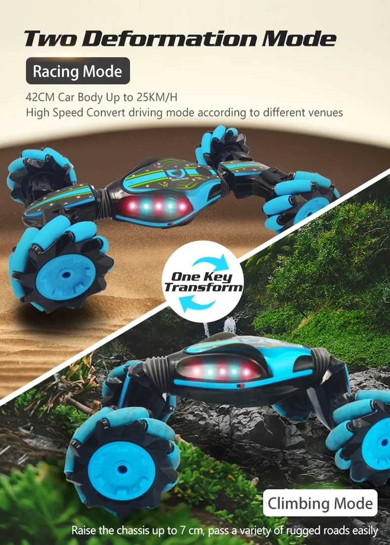 High Speed 2.4GHz Remote Control Stunt Double Side Drift Hand Control Car Toys for Kids