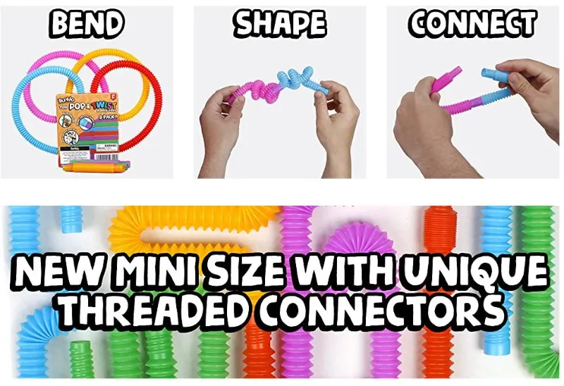 Hot Sale Educational Colorful DIY Stress Relief Learning Fidget Pipe Sensory Pop Play Tubes Toys for Kids