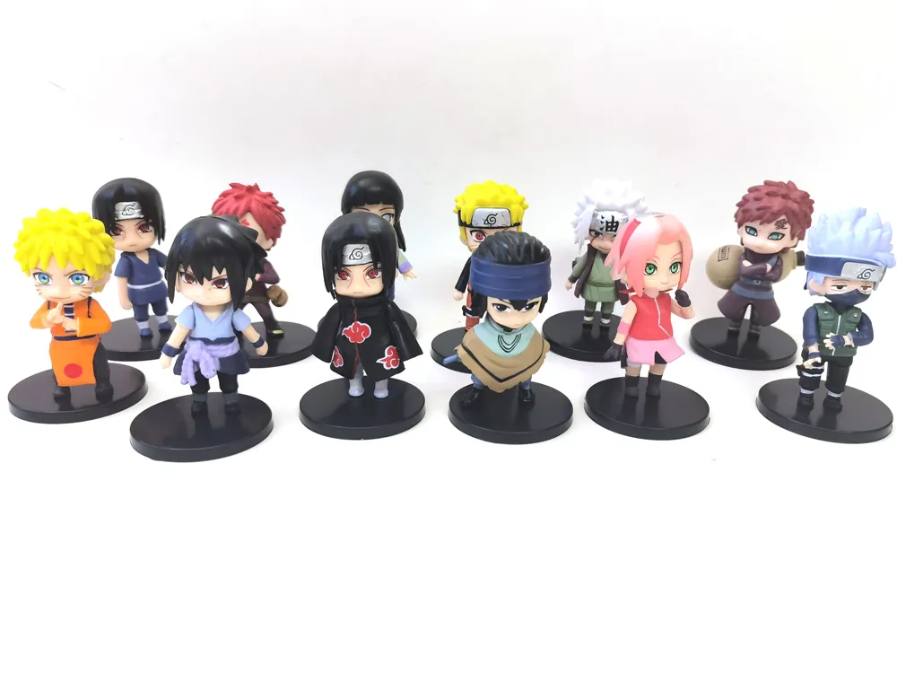 Hotsale Collectible 12PCS/Set 3D Cartoon 7-8cm Japan Anime Wholesale Naruto PVC Action Figures
