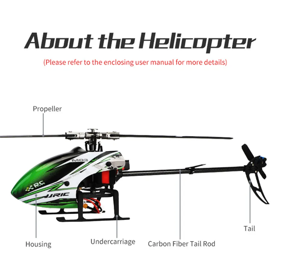 Jjrc M03 2.4G 6-Axis Gyroscope 6CH Radio Remote Control Dual Brushless Motor 3D/6g Stunt RC Helicopter Single Blade