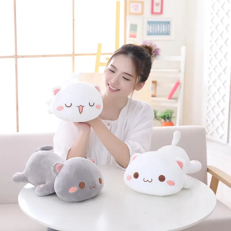Kawaii Lying Cat Plush Toys Stuffed Cute Cat Doll Lovely Animal Pillow Soft Cartoon Cushion Kid Christmas Gift