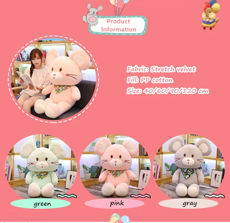 Large Mouse Plush Toy Cute Mouse Pillow Doll Mascot