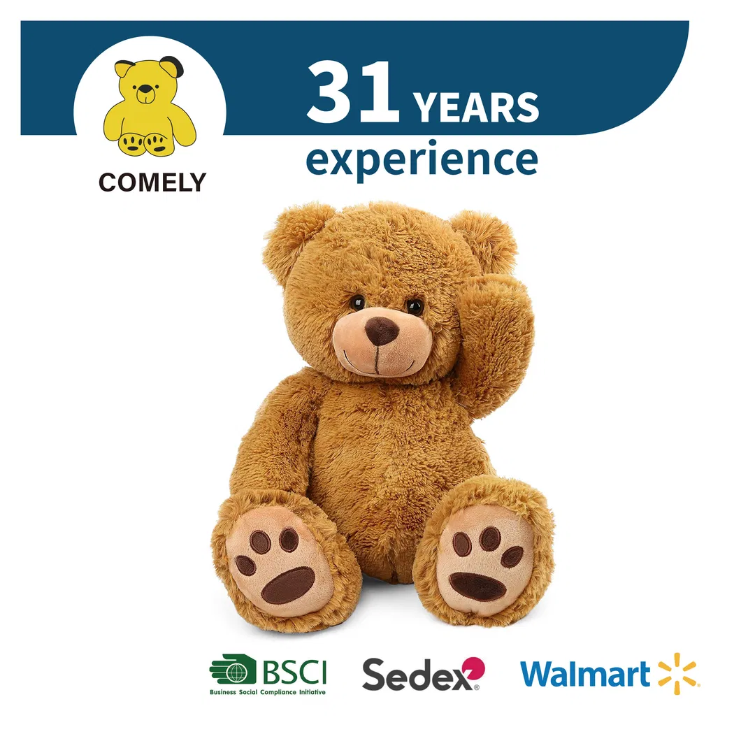 Lovely Stuffed Animals Fuzzy Design Sitting Teddy Bear Soft Plush Toy Mascot Children Toy BSCI Sedex ISO9001