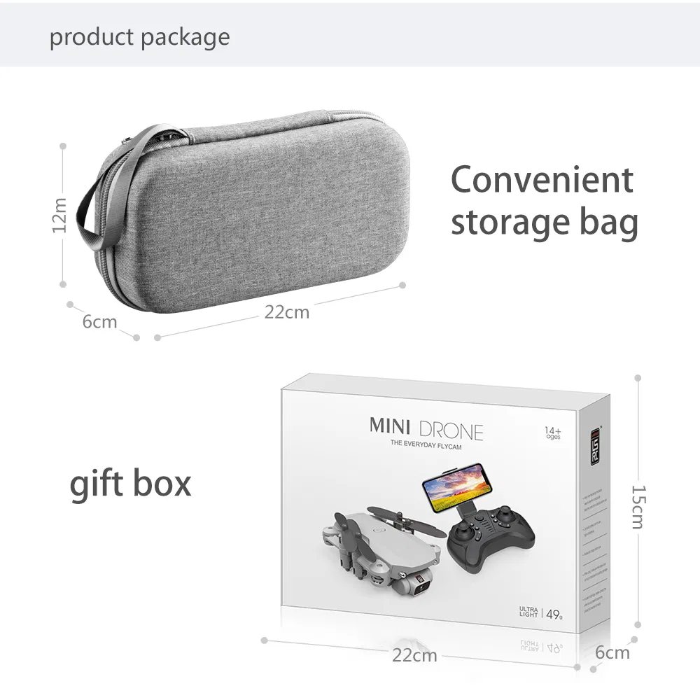 Mini WiFi Fpv with 0.3MP/5.0/4kmp HD Camera Altitude Hold Mode Foldable Quadcopter RTF RC Drone for Kids with CE (MINI-Grey-480P-bag)