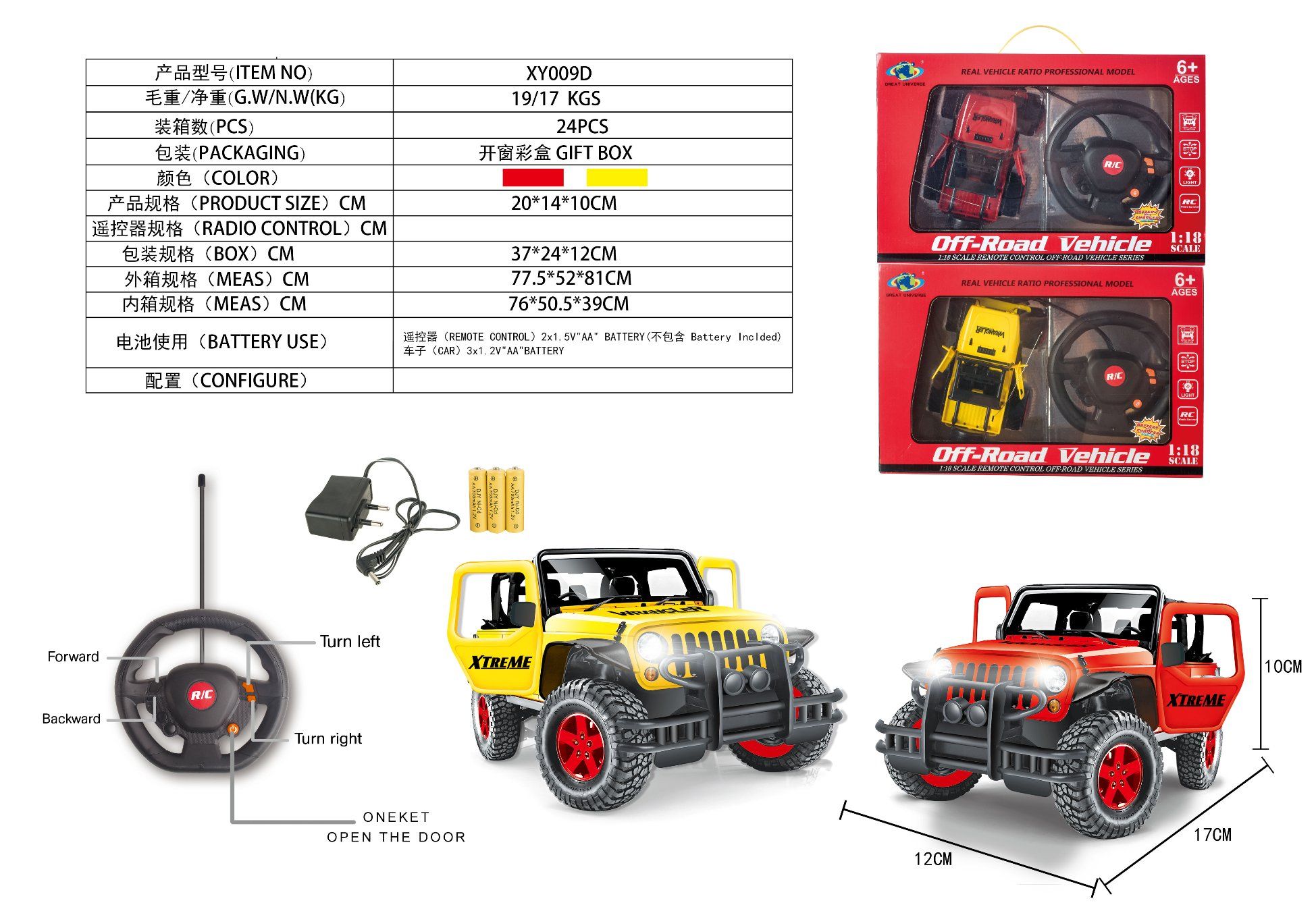 New Design 1: 18 5 Channel Open Door RC Toys Car with Light (10294337)