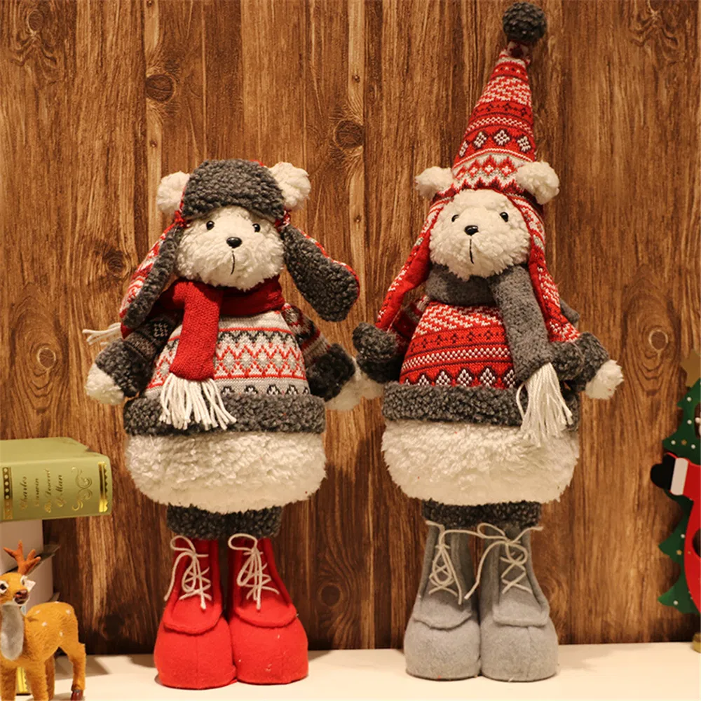New Xmas Moose Deer Plush Toys with Red Scarf Embroider Logo Custom Cute Stuffed Animal Elk Soft Toy Plush Reindeer Christmas