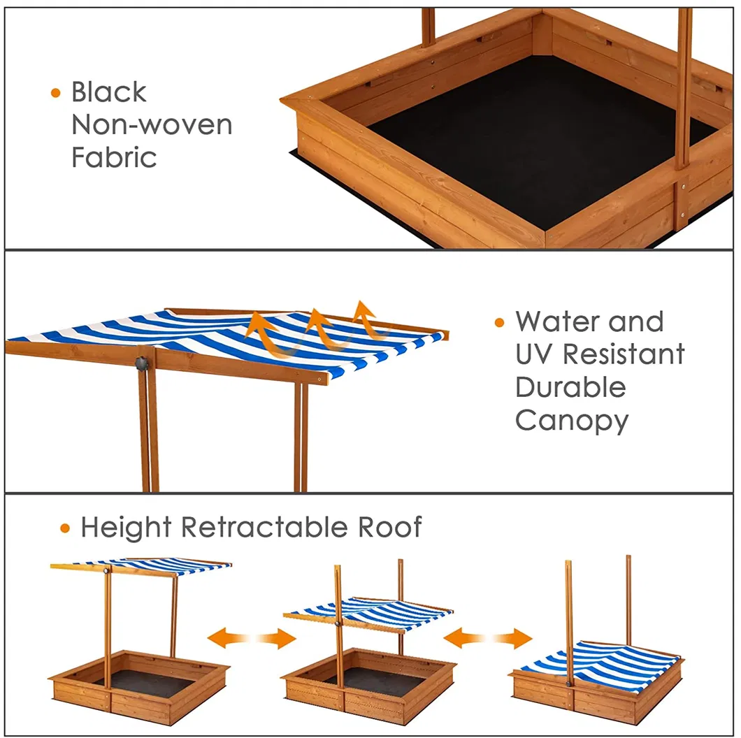 Outdoor Yard Children Fashion Kids Wooden Outdoor Wood Sandbox Sandpit