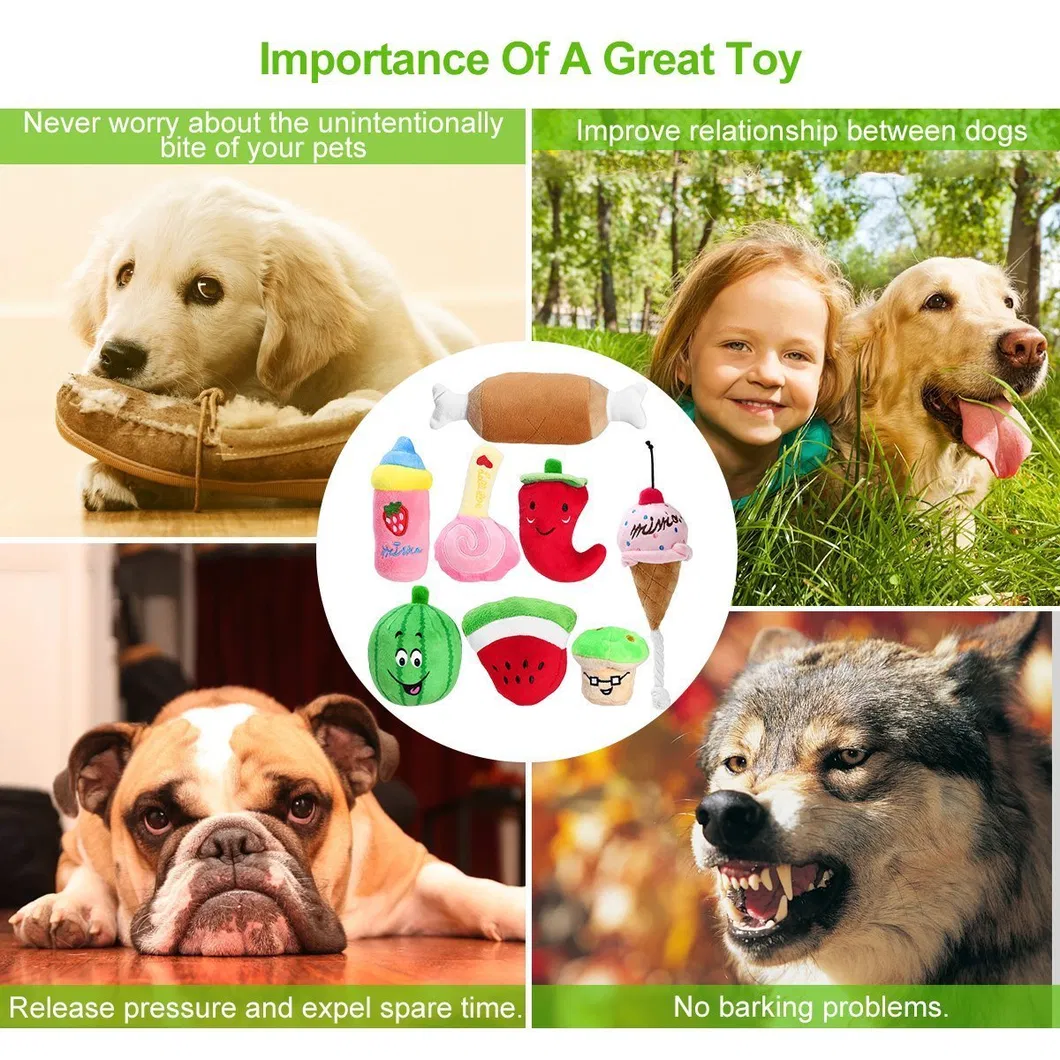 Pack of 8 Squeaky Dog Toys Pet Plush Chew Toys for Puppies Small Dogs