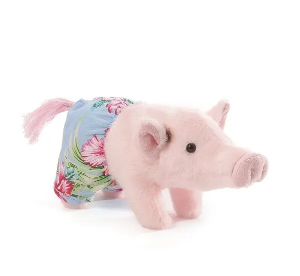Pretty Pink Pig in Blue Shirt Plush Animal Toys Cushion