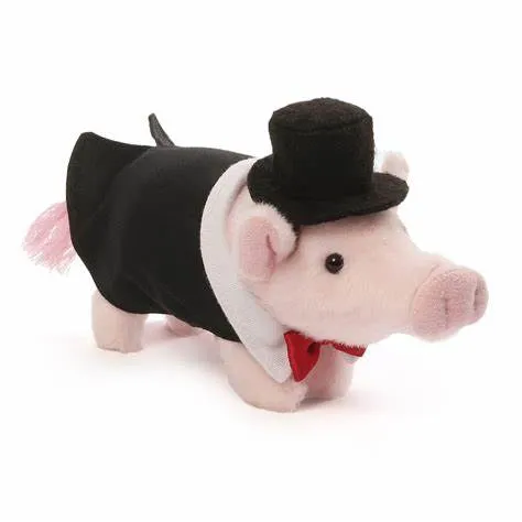 Pretty Pink Pig in Blue Shirt Plush Animal Toys Cushion