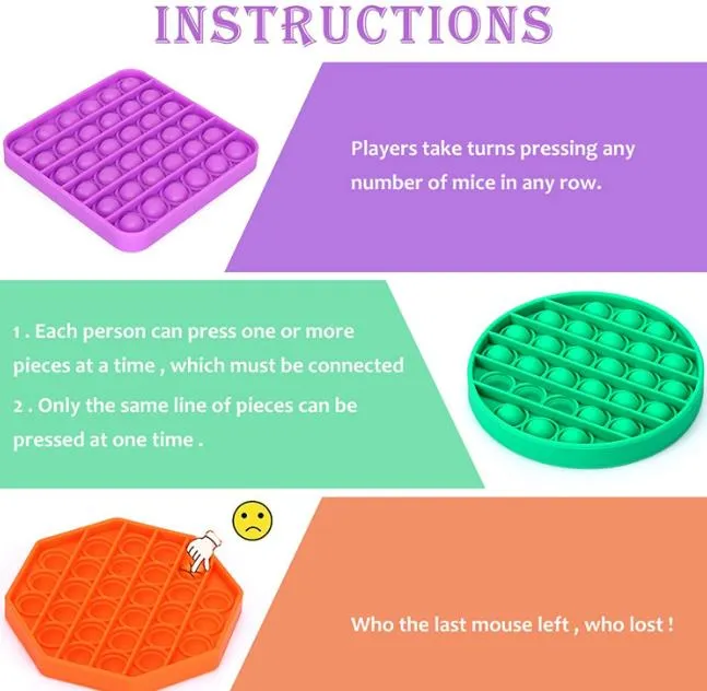 Push Pop Bubble Fidget Sensory Toy, Autism Special Needs Stress Reliever Silicone Stress Reliever Toy