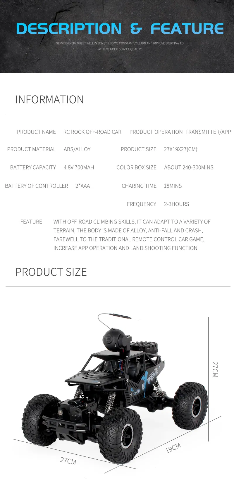 RC Car Rock off-Road Car with Camera