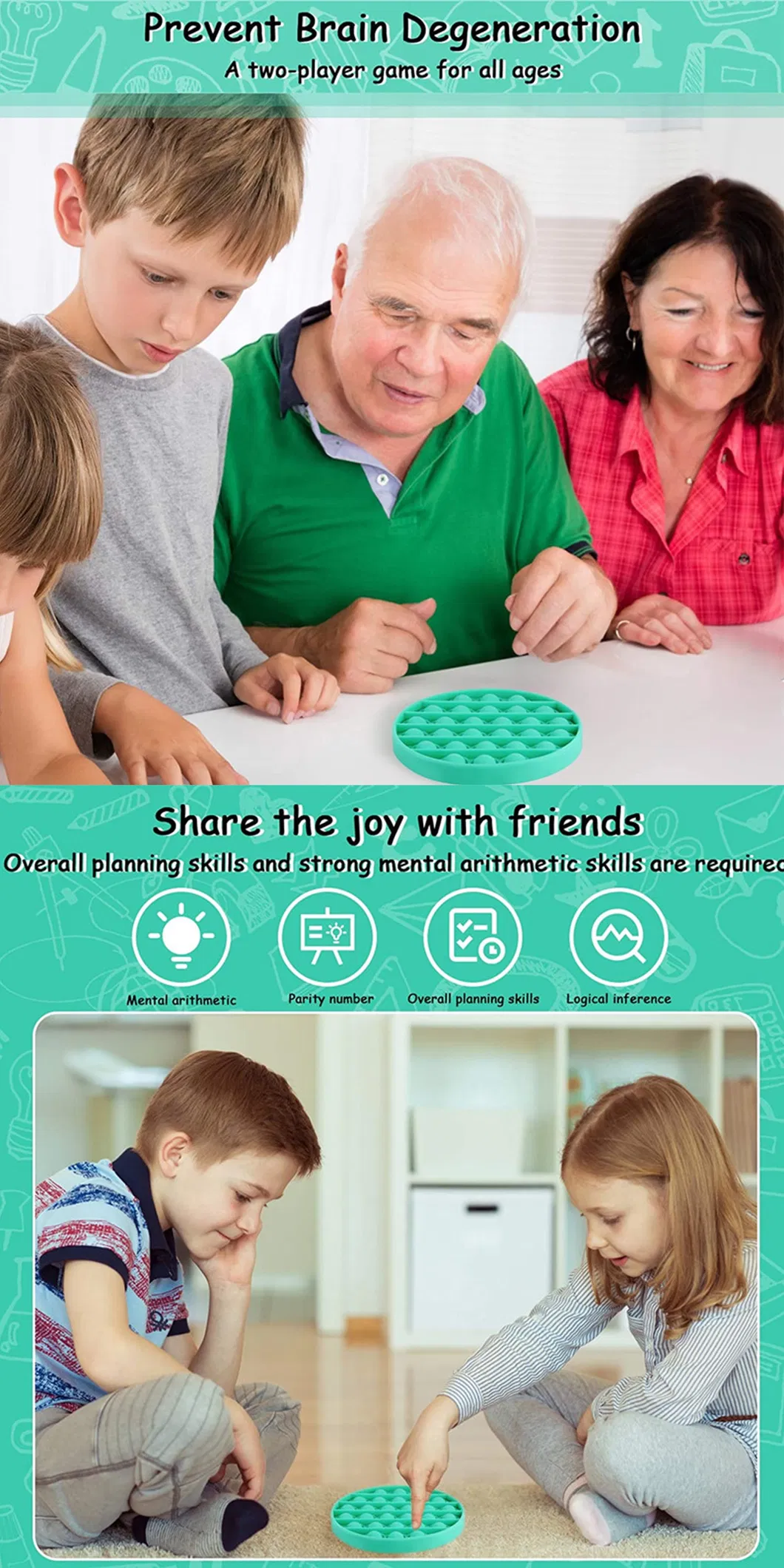 Sensory Toys Colorful Relief Stress Desktop Game Soft Squeeze Toy Logical Reasoning Training Toys for Adults Children