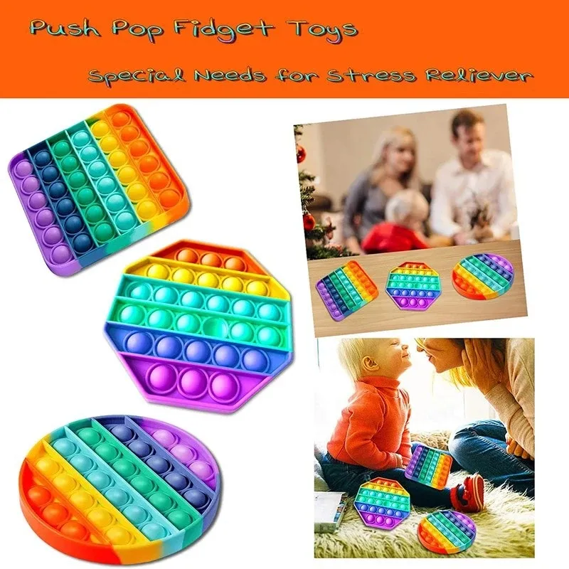 Silicone Push Pop Bubble Fidget Sensory Toy Relief Stress Game Toy